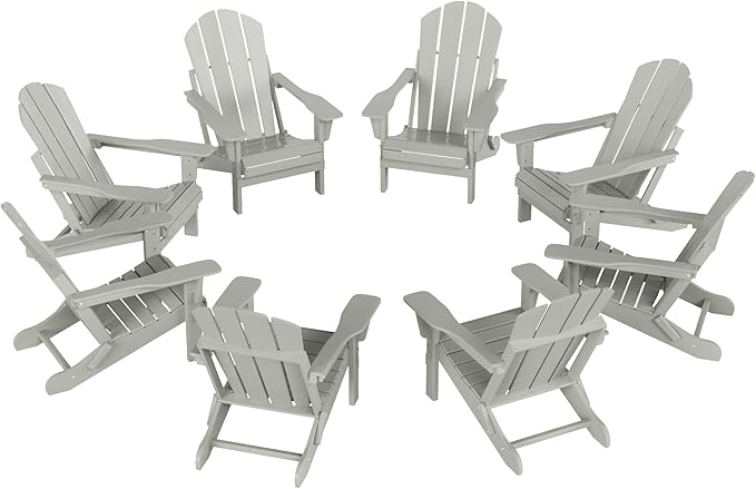 WO WESTIN OUTDOOR HDPE Laguna Outdoor Folding Poly Adirondack Chair (Set of 8),Sand