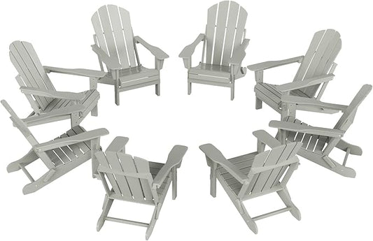 WO WESTIN OUTDOOR HDPE Laguna Outdoor Folding Poly Adirondack Chair (Set of 8),Sand