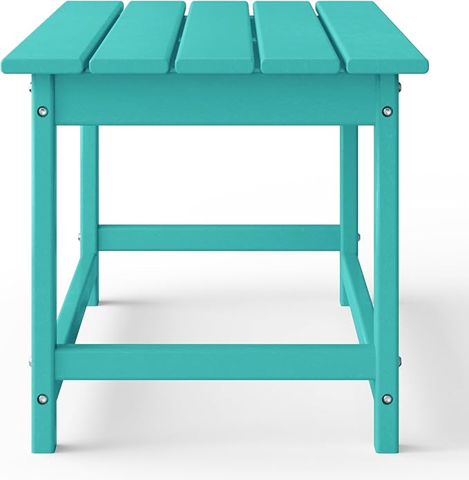 WestinTrends Malibu Outdoor Coffee Table, 35" x 17.5" All Weather Poly Lumber Patio Adirondack Coffee Table for Garden Lawn Porch Balcony, Turquoise