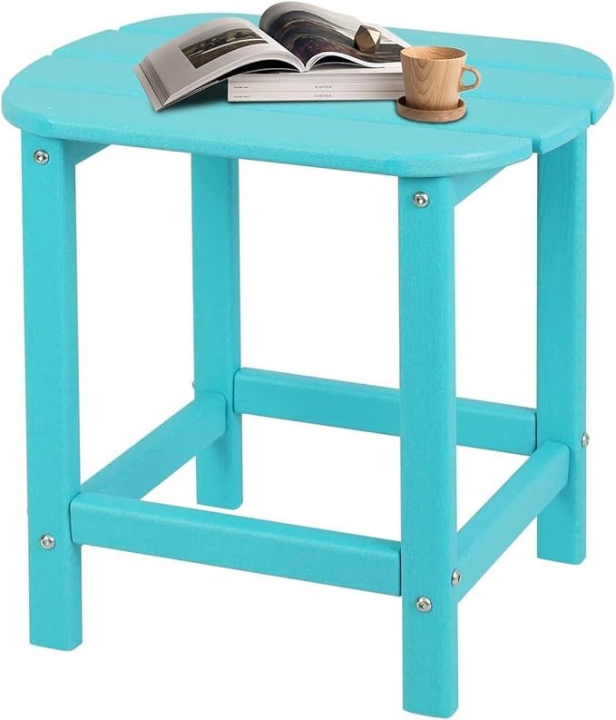 Adirondack Outdoor Side Table - 16.5" Square 2-Tier Patio Table with Weatherproof HDPE Material | All-Weather, Low Maintenance Furniture for Poolside, Porch, Deck