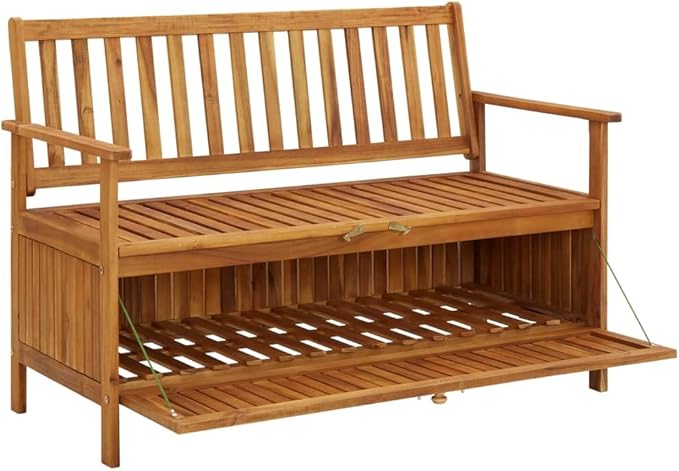 Garden Bench Deck Bench Patio Storage Bench 47.2" Solid Acacia Wood