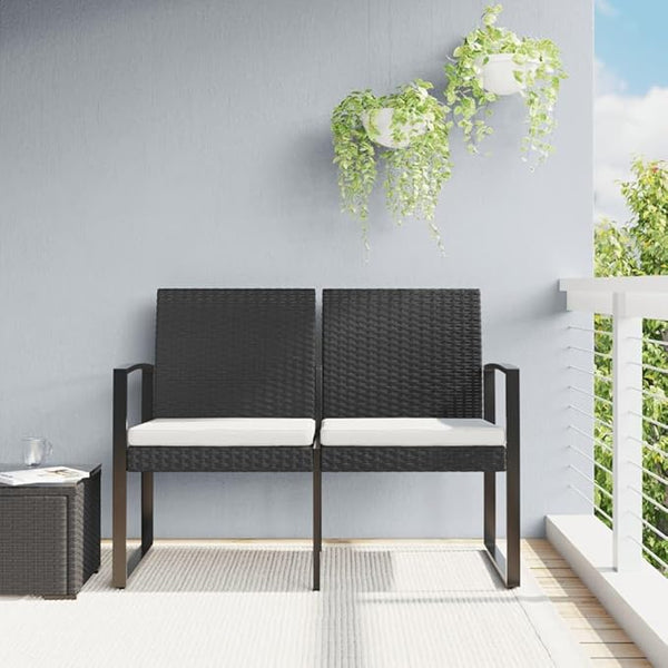 2-Seater Outdoor Garden Bench with Storage and Cushions, Modern Powder-Coated Steel Patio Seating - Photo 1