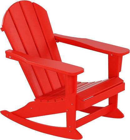 WO WESTIN OUTDOOR HDPE Laguna Outdoor Rocking Poly Adirondack Chair, Red