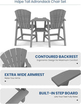 Ciokea Tall Adirondack Chairs Set of 4, HDPE Outdoor High Back Adirondack Chair with Double Connecting Tray - Photo 6