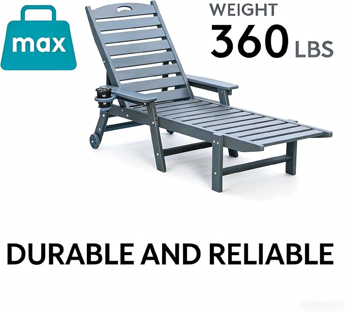 Outdoor Chaise Lounge Chair with Adjustable Backrest and Heavy-Duty Support for Ultimate Relaxation