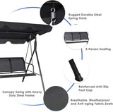 TANGKULA 3 Person Patio Swing, Steel Frame with Polyester Angle Adjustable Canopy, All Weather Resistant Swing Bench - Photo 6