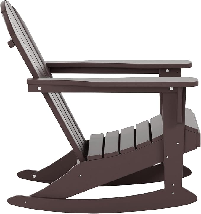 WestinTrends Malibu Outdoor Patio Porch Rocking Adirondack Chair (Set of 4), Dark Brown