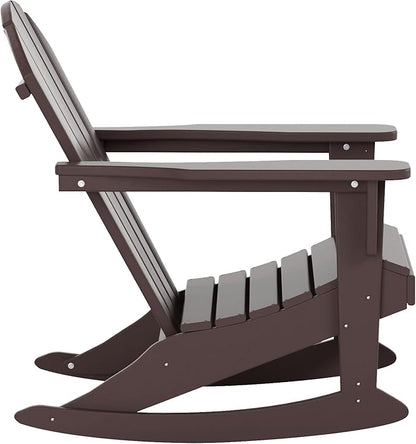 WestinTrends Malibu Outdoor Patio Porch Rocking Adirondack Chair (Set of 4), Dark Brown