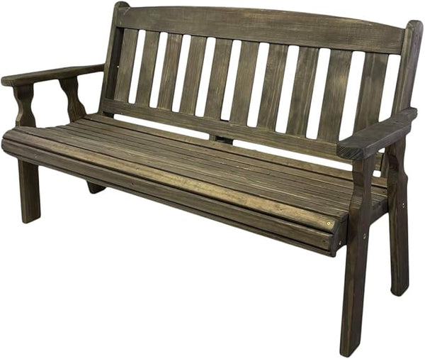 Amish Casual Outdoor Heavy Duty 800 LB Mission Pressure Treated Garden Bench(4 Foot, Dark Walnut Stain)