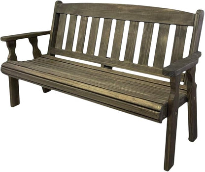 Amish Casual Outdoor Heavy Duty 800 LB Mission Pressure Treated Garden Bench(5 Foot, Dark Walnut Stain)