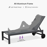 PURPLE LEAF Patio Chaise Lounge Set for 4 Outdoor Pool Lounge Chairs with Adjustable Backrest and Side Tables Aluminum - Photo 6
