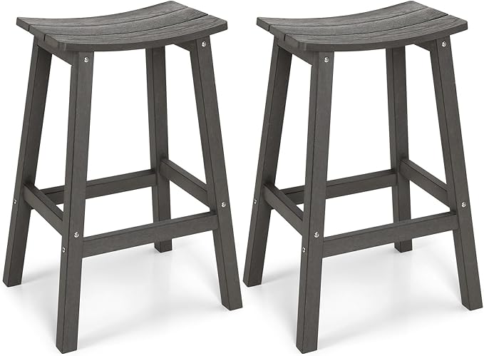 Weatherproof Bar Stools Set of 2, 28" Height Outdoor Bar Stools Holds up to 400 lbs, Saddle Seat - Photo 1