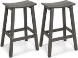 Weatherproof Bar Stools Set of 2, 28" Height Outdoor Bar Stools Holds up to 400 lbs, Saddle Seat - Photo 1
