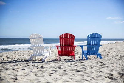 Leisure Lawns Poly Plastic Fanback Adirondack Chair, Outdoor Patio Chair - Amish Made in USA (White)