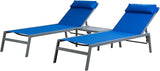 Kozyard Wilson Adjustable EDP Coated Wrought Iron Frame and Breathable Textilence Seat Chaise Lounge Chair (Blue - Photo 3
