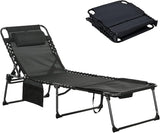 Folding Chaise Lounge Chair,5-Level Adjustable Reclining Back with Reading Face Hole, Outdoor Sun Tanning Chair for - Photo 1