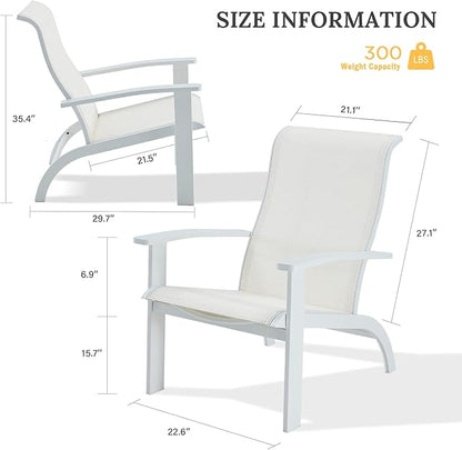 VICLLAX Outdoor Adirondack Chair Set of 4, Patio Chair for Lawn Garden, All Weather Outdoor Lounge Chair, White