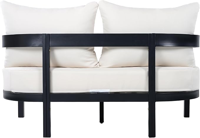 Merax 52.6" Modern Curved-Back Outdoor Aluminum Loveseat, 2-Seater Patio Sofa with Weather-Resistant Cushions for Porch - Photo 4