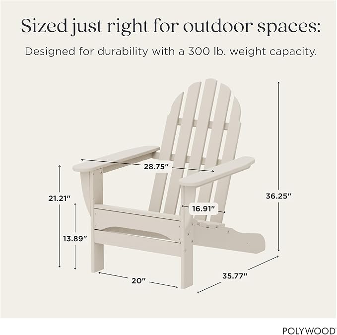 POLYWOOD AD4030SA Classic Outdoor Adirondack Chair, Sand