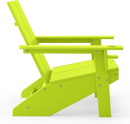 WestinTrends Riviera Outdoor HDPE Modern Adirondack Chair with Cup Holder, Lime