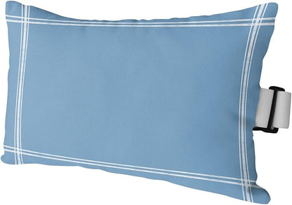 T&H XHome Outdoor Pillow for Chaise Lounge Chair, Solid Color Dusty Blue Waterproof Headrest Pillow Lumbar Pillows with Insert & Adjustable Elastic Strap for Beach, Poolside, Patio, Office (1 Pack)