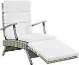 Modway Envisage Outdoor Patio Wicker Rattan Chaise Lounge in Light Gray White - Photo 5