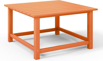 WestinTrends Malibu Low Outdoor HDPE Square Patio Coffee Table, Orange