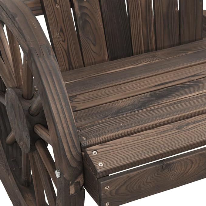Solid Fir Wood Adirondack Chairs 2-Piece Set with Burnt Finish for Patio Garden Backyard Outdoor Seating Furniture - Photo 9