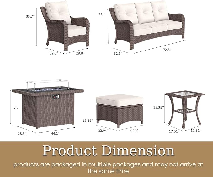 7 Piece Patio Furniture Set with Fire Pit Table - Photo 2