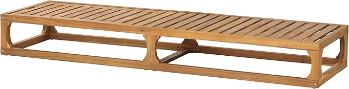 Christopher Knight Home Vauz Patio Chaise Lounge Chair Outdoor, Acacia Wood Poolside Sun Lounger with Slatted Design, Open Frame Pool Lounger with Adjustable Backrest, Natural (Frame Only)