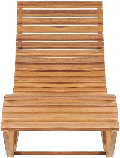Premium Teak Wood Sun Lounger with Rocking Feature and Weather-Resistant Cushion, Large Waveform Design for Outdoor Relaxation by Poolside or Balcony, Solid Teak