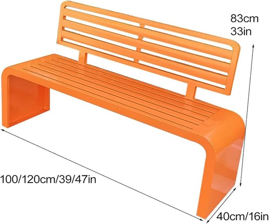 Outdoor Bench, All Weather Garden Bench, Metal Bench with Backrest, Park Patio Bench for Garden, Porch and Backyard(Red,120cm/47.2in)