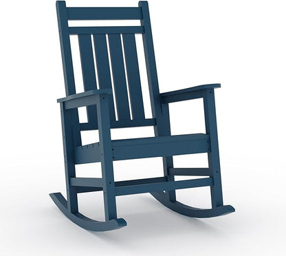 Outdoor HDPE Rocking Chairs, HDPE Oversized Patio Rocking Chairs, All Weather Resistant Porch Rocker, Heavy Duty Front Plastic Rockers for Outside