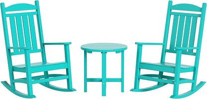 WestinTrends Malibu 3-Piece Set Outdoor/Patio Rocking Chairs with a Side Table (2 Seater), Turquoise