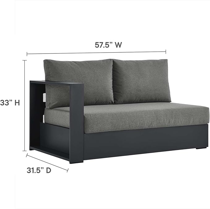 Modway Tahoe Aluminum 3-Piece Outdoor Patio Furniture Gray Charcoal - Photo 2