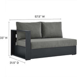 Modway Tahoe Aluminum 3-Piece Outdoor Patio Furniture Gray Charcoal - Photo 2