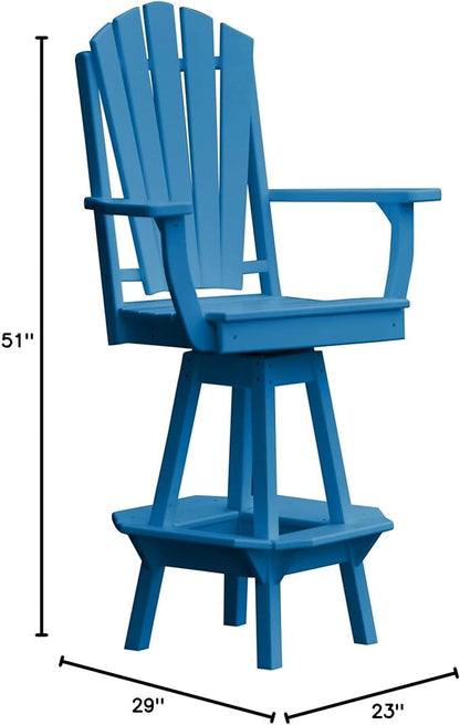 Poly Lumber Adirondack Swivel Bar Chair with Arms, Blue