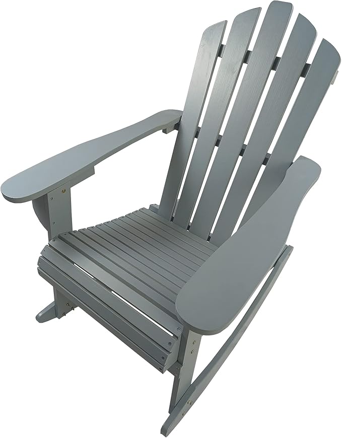 Reclining Wooden Outdoor Rocking Adirondack Chair,Walnut
