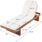 Merax Acacia Wood Chaise Lounge Chair Outdoor Set of 2, Patio Recliner with Adjustable Backrest and PE Rattan Design - Photo 2