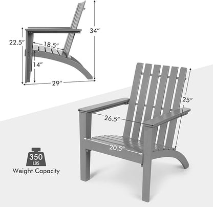 Tangkula Adirondack Chair Acacia Wood Outdoor Armchairs, Weather Resistant for Patio Garden Backyard Deck Fire Pit, Lawn Porch Furniture & Lawn Seating, Campfire Chairs, Adirondack Lounger (4, Grey)