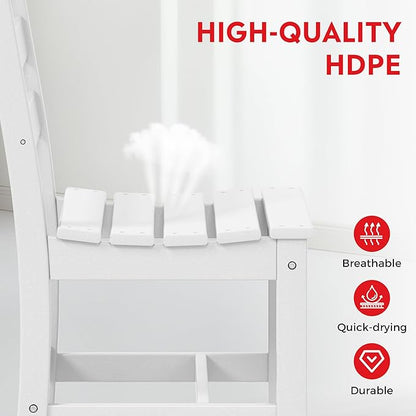Costaelm Outdoor Dining Chair, Armless Patio Adirondack Chair, HDPE Poly Lumber, Waterproof Indoor/Outdoor Restaurant Bistro Dining Chair for Outside Porch Backyard Garden, White