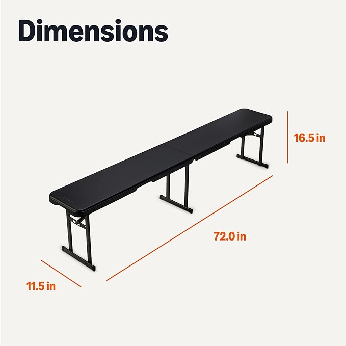 Amazon Basics 6ft Folding Bench for Indoor & Outdoor Use with Carrying Handle, Black - Photo 2