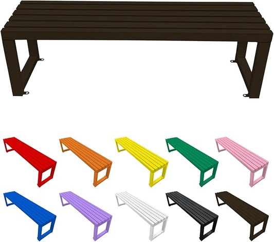 Metal Garden Bench Outdoor Seat 2-Person Patio Benches Park Bench Backless Chair Front Porch Seat 3.3ft 3.9ft 4.9ft 5.9ft Weatherproof Chair for Yard Porch Lawn(Brown,3.3ft)