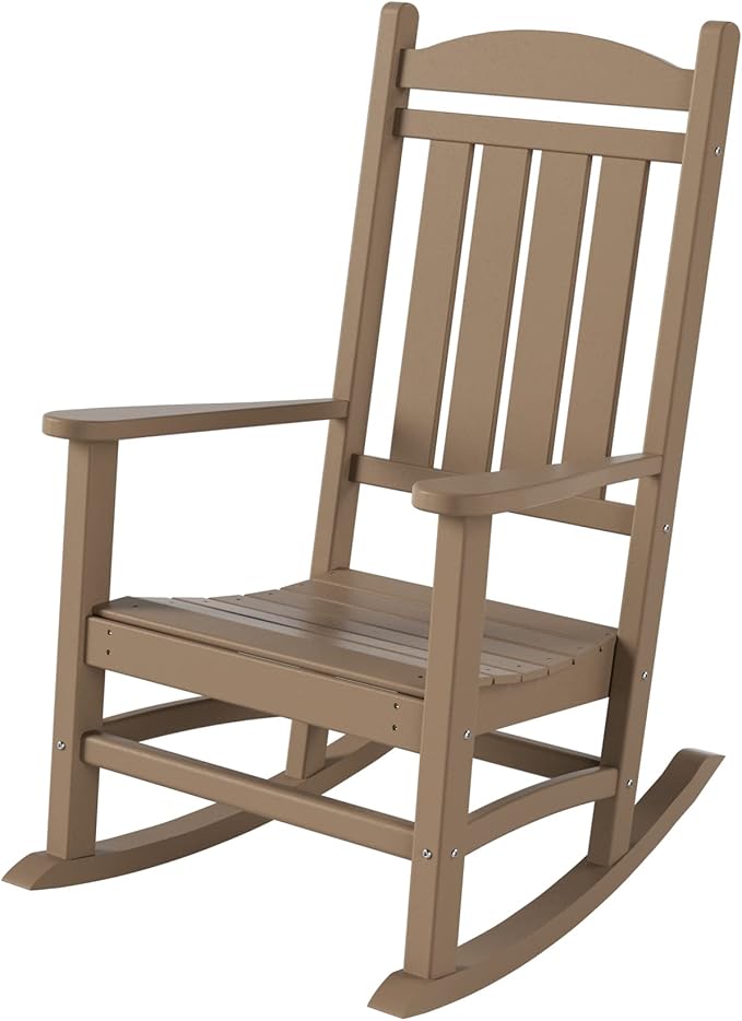 WestinTrends Malibu Malibu Outdoor Patio Poly Classic Porch Rocking Chair (Set of 4), Weathered Wood - Photo 5