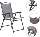 Giantex Set of 2 Patio Folding Chairs, Outdoor Patio Dining Chairs w/Armrest, Sling Back, Metal Frame - Photo 5