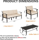 Gotland Aluminum Patio Furniture Set with Rectangular Coffee Table - Photo 2