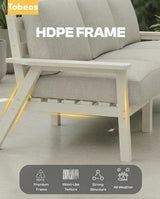 HDPE Patio Furniture Set 8 Seats, Outdoor Couch with Washable Thick Beige Cushions & Side Table - Photo 5