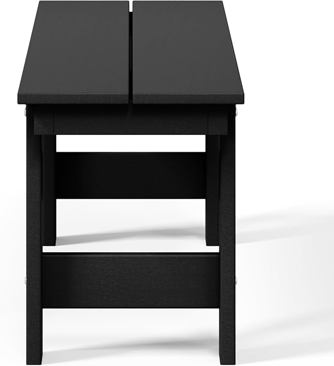 WestinTrends Ashore Outdoor HDPE 48" Modern Backless Patio Bench, Black