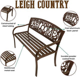 Leigh Country Metal Outdoor Bench, Welcome Design, Decorative Patio Seating for Porch/Deck - Photo 4