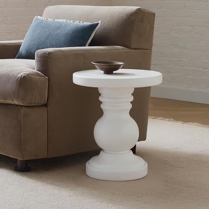 Christopher Knight Home Madeline 22" H Lightweight Concrete Outdoor Side Table, Patio End Table with Round Top, MGO Outdoor Coffee Table, No Assembly Garden Plant Stand Indoor, White